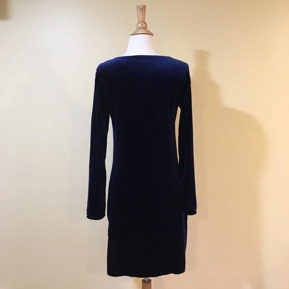 Luxe Midnight Blue Velvet Strappy Tunic Dress - Picture 5 of 5